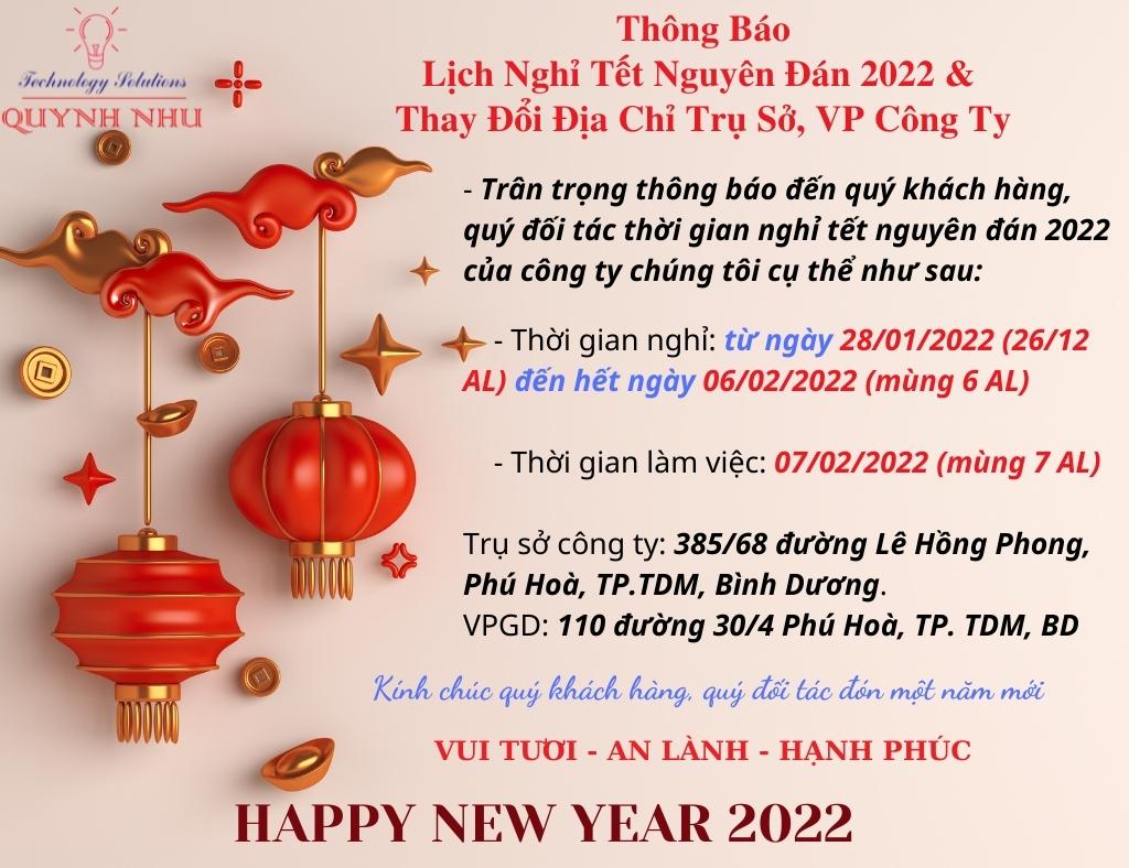 Thông báo lịch nghỉ Tết Nguyên Đán và thay đổi địa chỉ công ty.