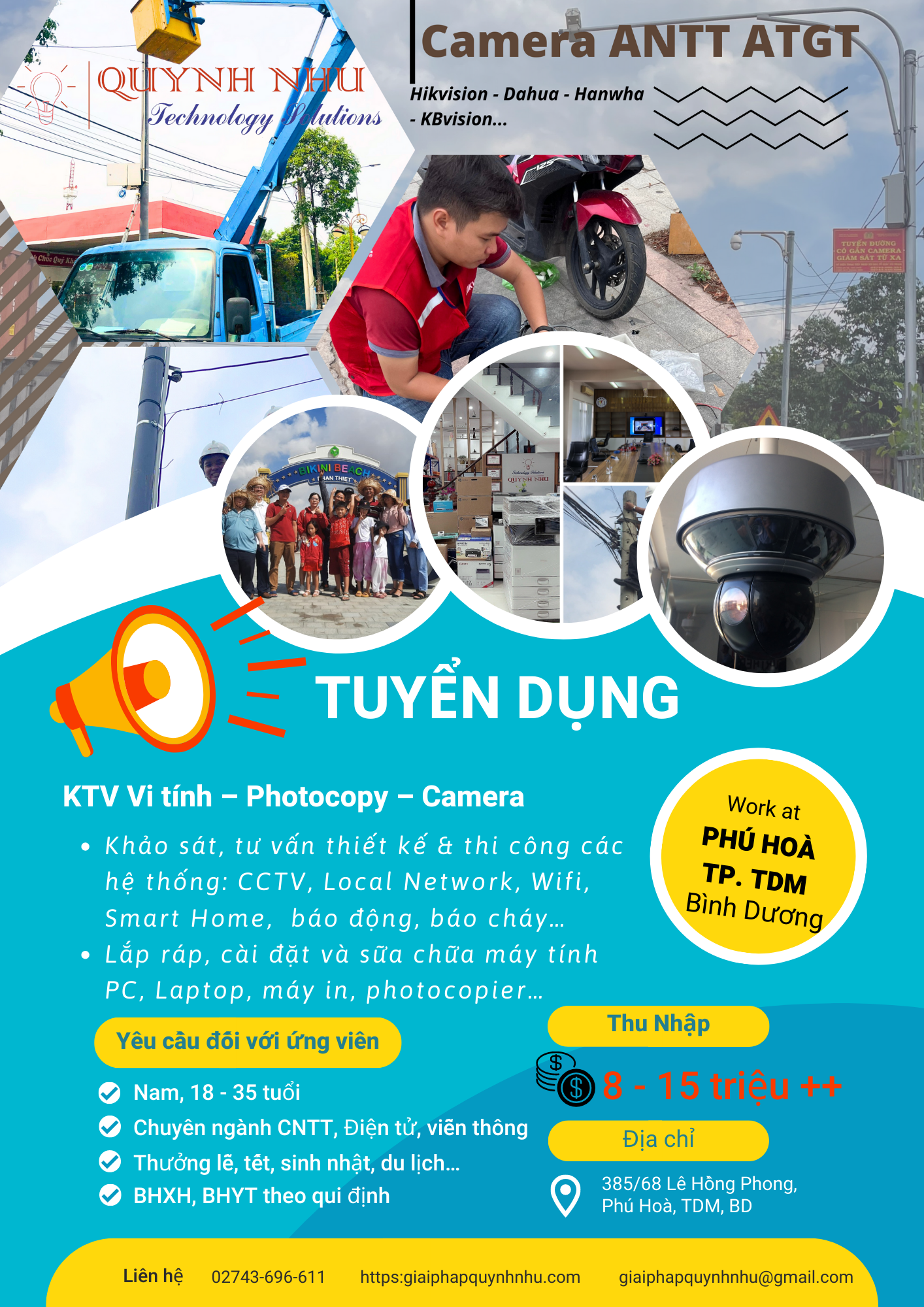 Poster tuyển dụng nhân viên văn phòng Quỳnh Như Solutions.