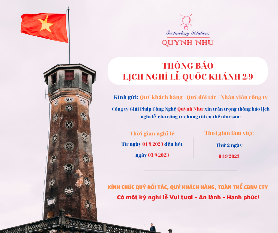 Thông báo nghỉ lễ Quốc Khánh 2/9.