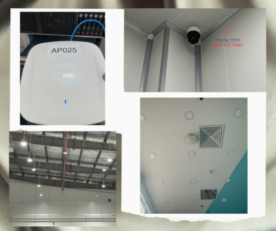 AP trần và camera dome trong khu vực sản xuất