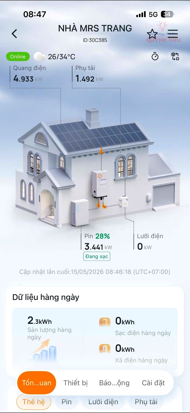 Thi Công Hệ Thống Điện Mặt Trời Mái Nhà Hybrid 6kW & Pin Lithium 16kW | QNS Solar - QNS Solar