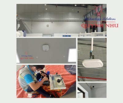 Tổng hợp Access Point WiFi lắp trần nhà xưởng và KTV cấu hình thiết bị mạng tại hiện trường.