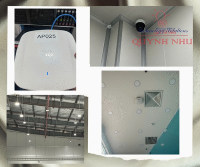 Tổng hợp Access Point WiFi doanh nghiệp, camera dome góc trần và hệ thống chiếu sáng nhà xưởng.