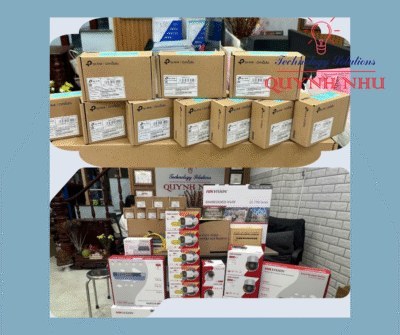 Tổng hợp thiết bị UniFi và camera Hikvision đóng hộp sẵn sàng lắp đặt.